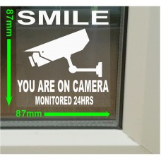 6 x CCTV Smile Closed Circuit Television Stickers for Windows 87mm x 87mm- Security Warning Signs for House, Flat, Business, Property-Self Adhesive Vinyl Sign 